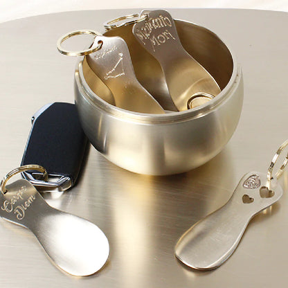 Mosim Portable Shoehorn (S) - Portable Keychain, Gift Keyring, Brass Bowl Material