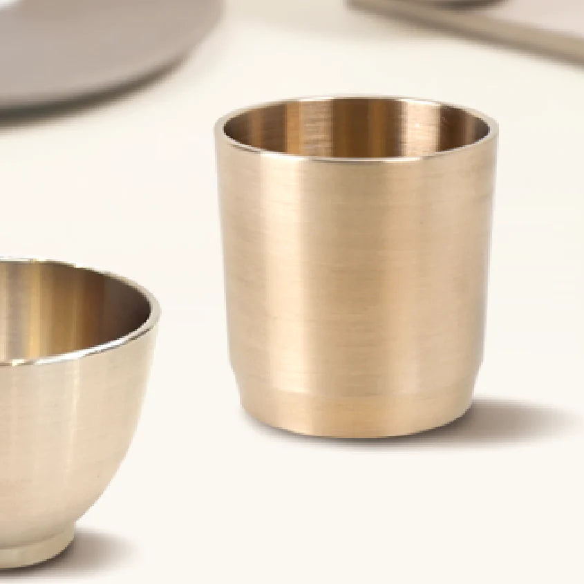 Mosim Soju Cup - Ceramic Craft Glass, Bangja Yugi Engraving Sake Cup, Gift Sake Cup, Brass Bowl, Brass Tableware