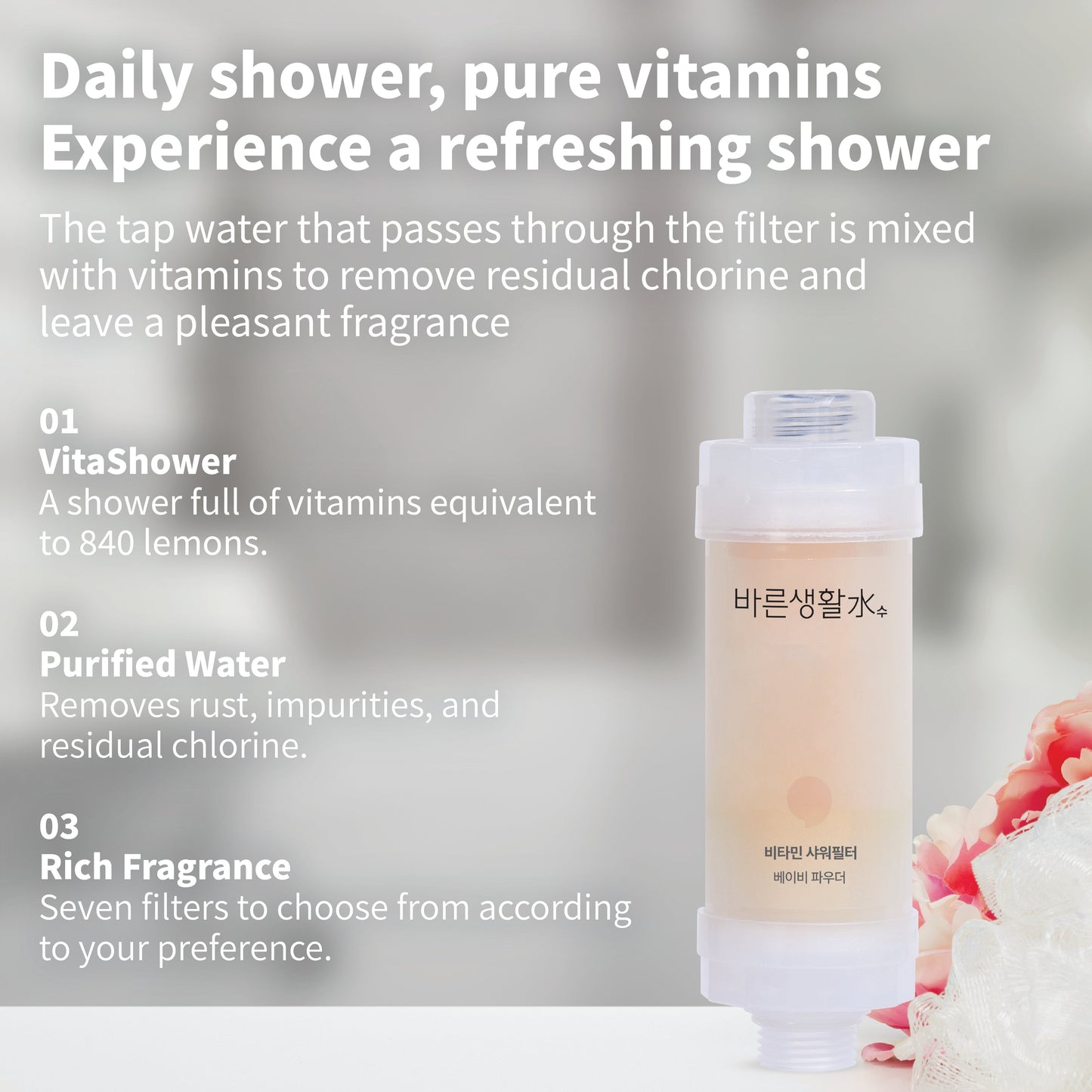 Bareun Soo Korean Shower Filter (Baby Powder)