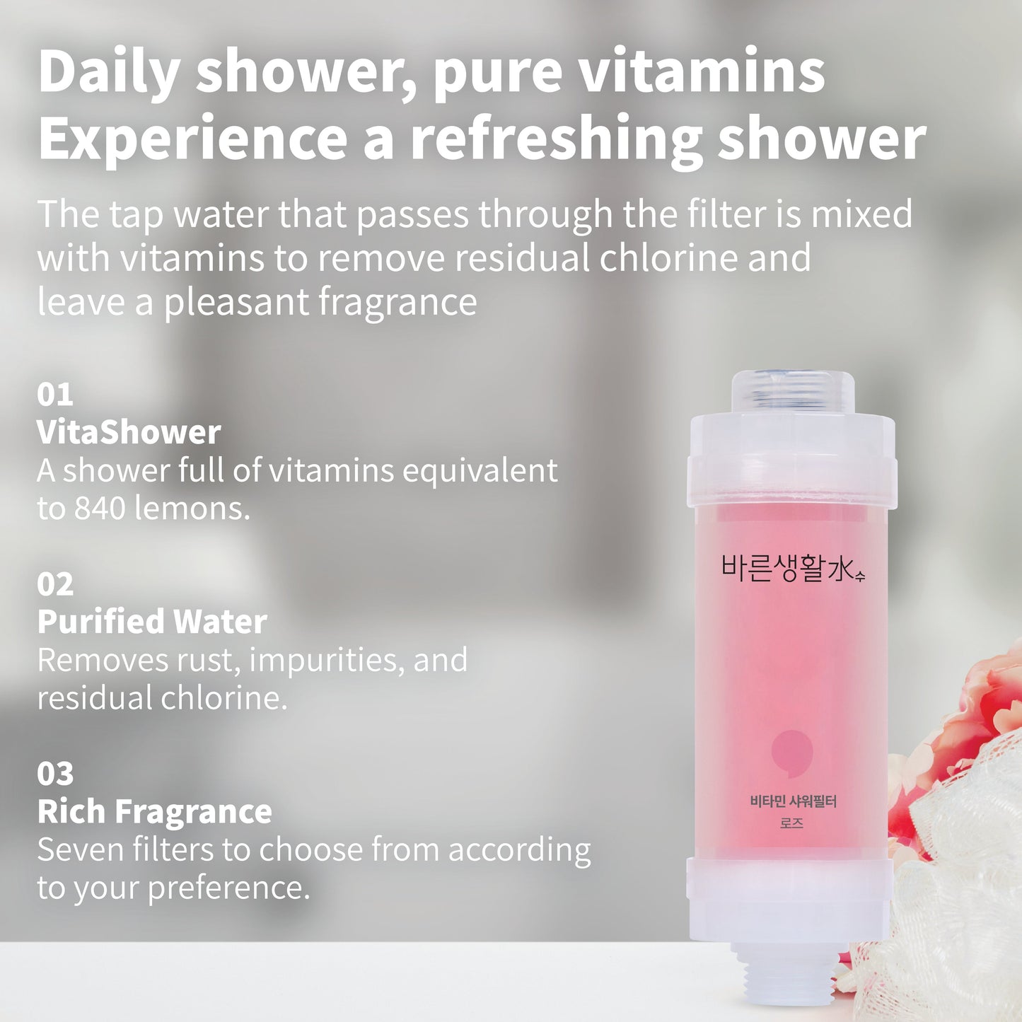 Bareun Soo Korean Shower Filter (Rose)